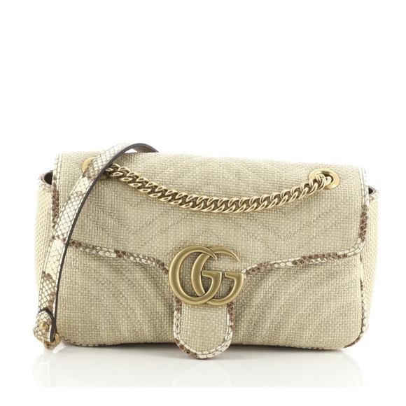 Gucci | Bags | Gucci Gg Marmont Flap Bag Matelasse Raffia With ...